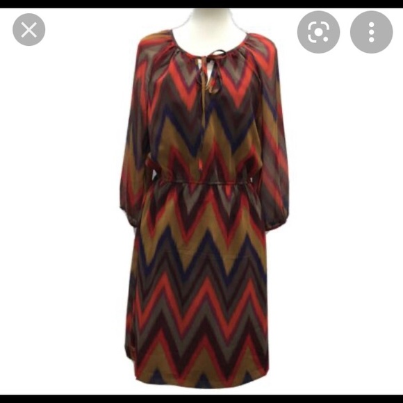 Banana Republic New Chevron Chiffon Boho Dress 6 - Picture 1 of 8
